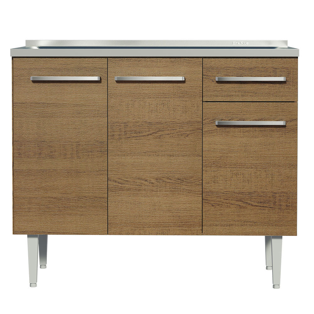 Bajo Mesada con Bacha 105 cm 3 Puertas y 1 Cajón Emilly Marrón