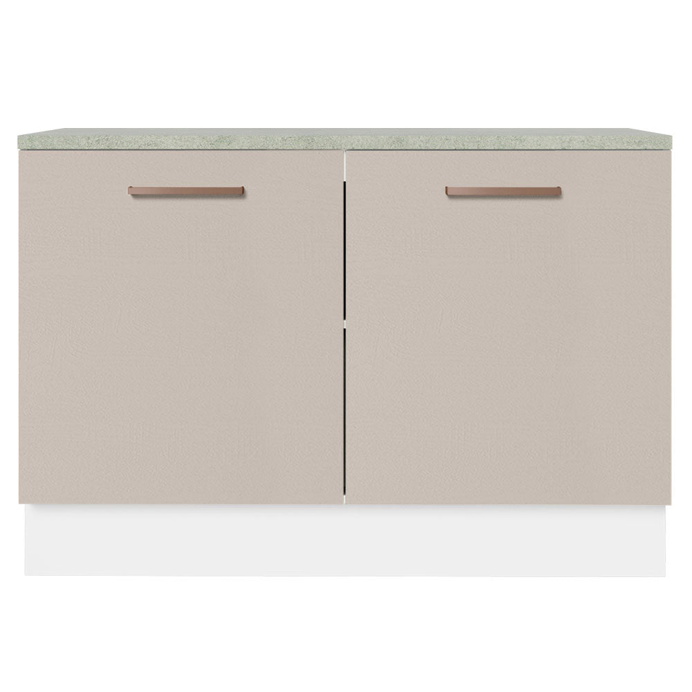 Bajo Mesada Cocina 120 cm 2 Puertas (Con Mesada) Blanco/Crema Agata Madesa