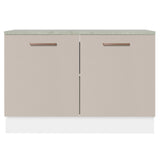 Bajo Mesada Cocina 120 cm 2 Puertas (Con Mesada) Blanco/Crema Agata Madesa