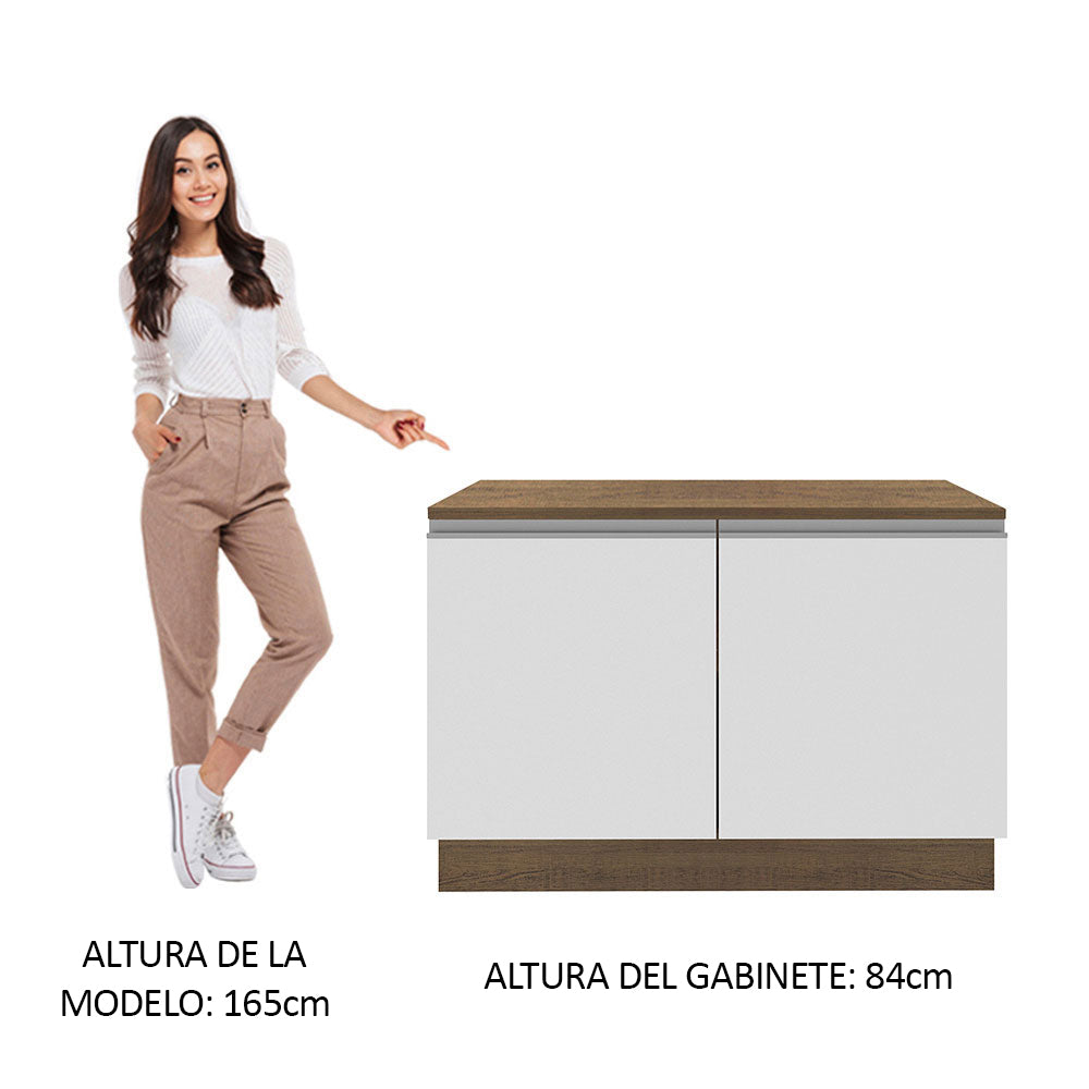 Bajo Mesada para Bacha 120 cm 2 Puertas (con Tapa) Glamy Marrón/Blanco