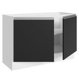 Bajo Mesada para Bacha 100% MDF 120 cm 2 Puertas (Sin Mesada y Bacha) Blanco/Negro Acordes Madesa