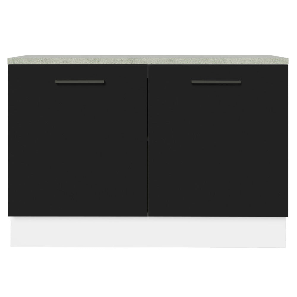 Bajo Mesada Cocina 120 cm 2 Puertas (Con Mesada) Blanco/Negro Agata Madesa