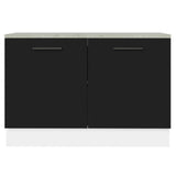 Bajo Mesada Cocina 120 cm 2 Puertas (Con Mesada) Blanco/Negro Agata Madesa