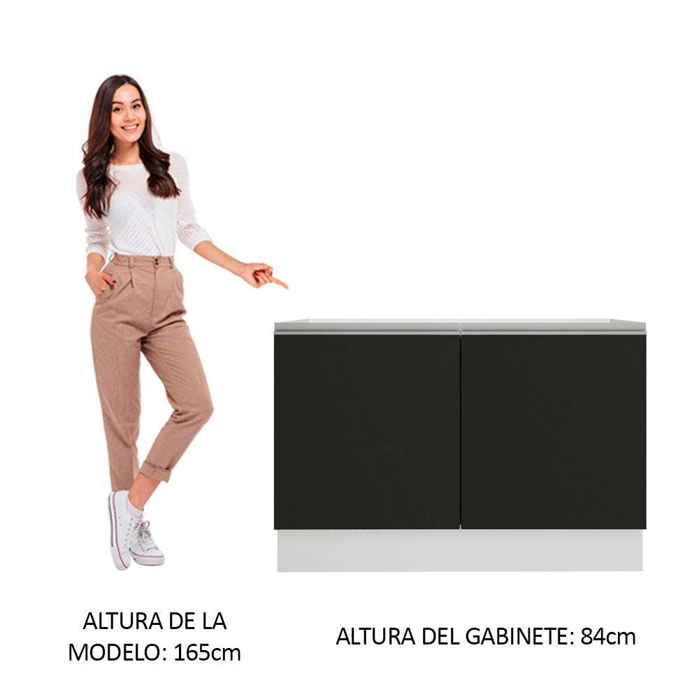 Bajo Mesada para Bacha 120 cm 2 Puertas (Sin Tapa ni Bacha) Blanco/Negro