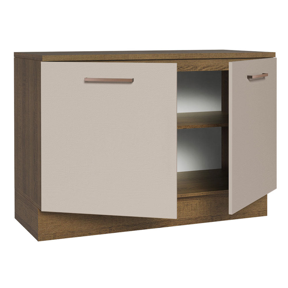 Bajo Mesada Cocina 120 cm 2 Puertas (Con Mesada) Marrón/Crema Agata Madesa