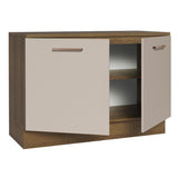Bajo Mesada Cocina 120 cm 2 Puertas (Con Mesada) Marrón/Crema Agata Madesa