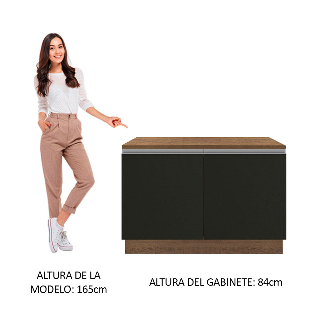 Bajo Mesada para Bacha 120 cm 2 Puertas (Con Tapa) Glamy Marrón/Negro