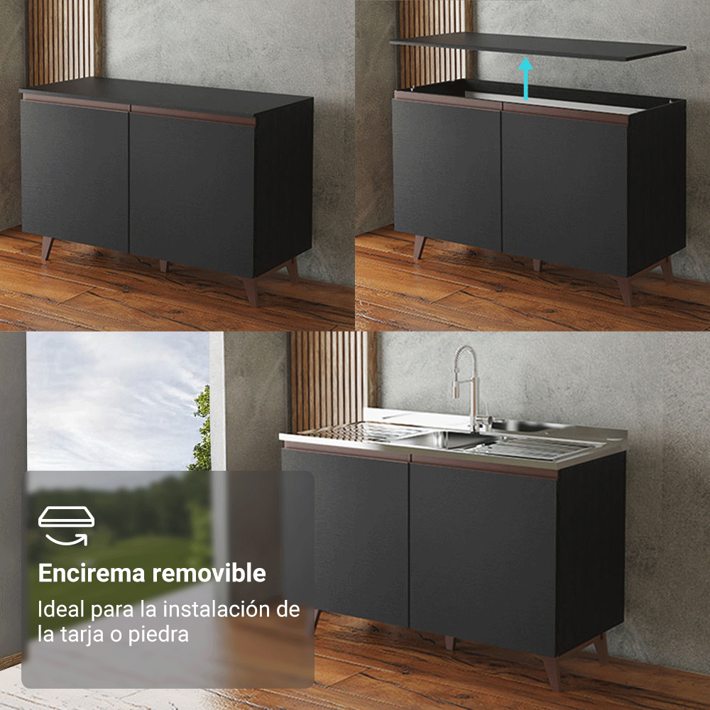 Bajo Messada para Rincón del Café Madesa Reims 2 Puertas Negro