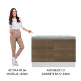 Bajo Mesada para Bacha 120 cm 2 Puertas (con Tapa) Glamy Blanco/Marrón