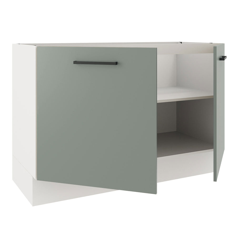 Bajo Mesada para Bacha 120 cm 2 Puertas (Sin Mesada y Bacha) Blanco/Gris Agata Madesa