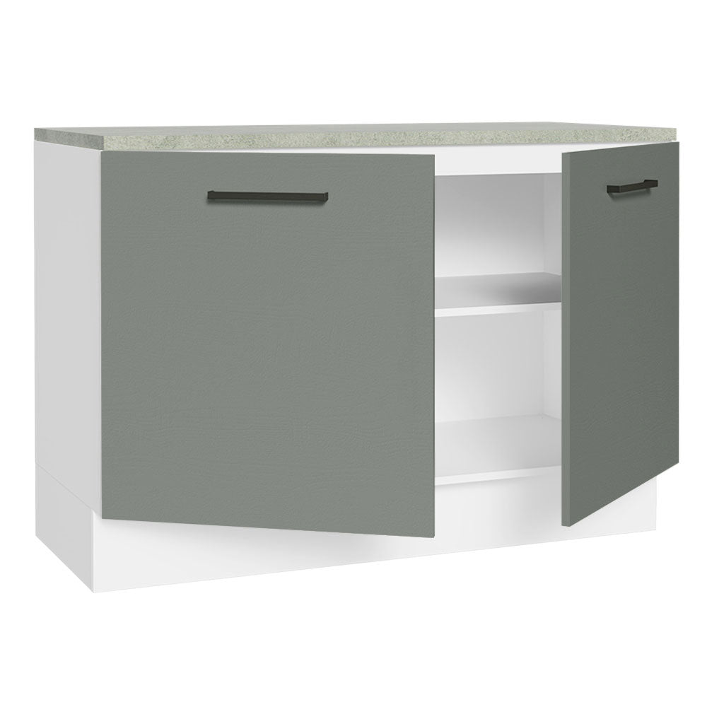 Bajo Mesada Cocina 120 cm 2 Puertas (Con Mesada) Blanco/Gris Agata Madesa