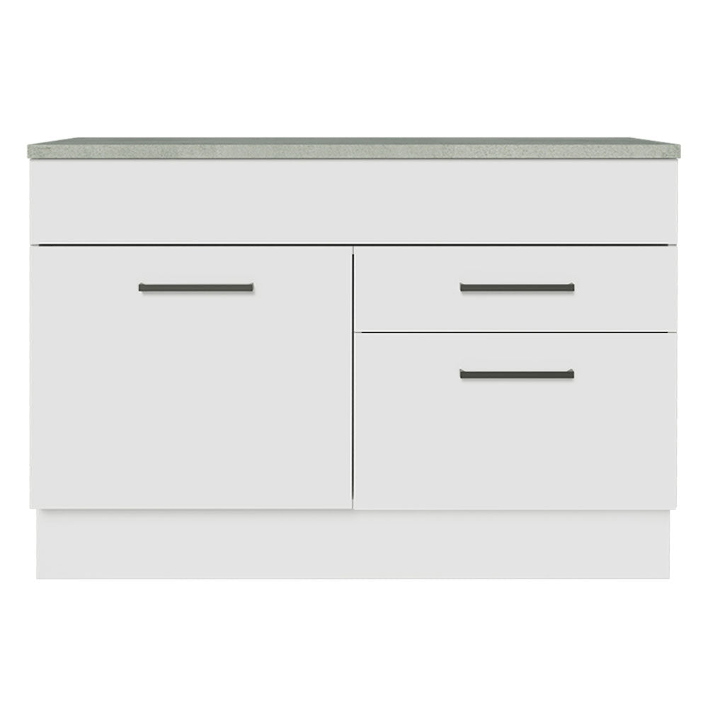 Bajo Mesada Cocina 120 cm 1 Puerta y 2 Cajones (Con Mesada) Blanco Agata Madesa