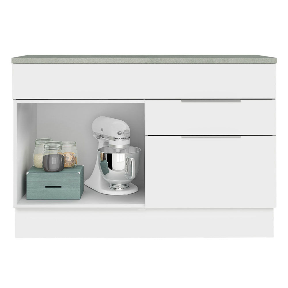 Bajo Mesada Cocina 120 cm 1 Puertas e 2 Cajones (Con Mesada) Blanco Stella Madesa