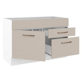 Bajo Mesada para Bacha 120 cm 2 Cajones 1 Puerta (Sin Mesada y Bacha) Blanco/Crema Agata Madesa