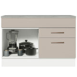 Bajo Mesada Cocina 120 cm 1 Puerta 2 Cajones (Con Mesada) Blanco/Crema Agata Madesa