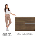 Bajo Mesada para Bacha 120 cm 1 Puerta y 2 Cajones (Con Tapa) Glamy Marrón