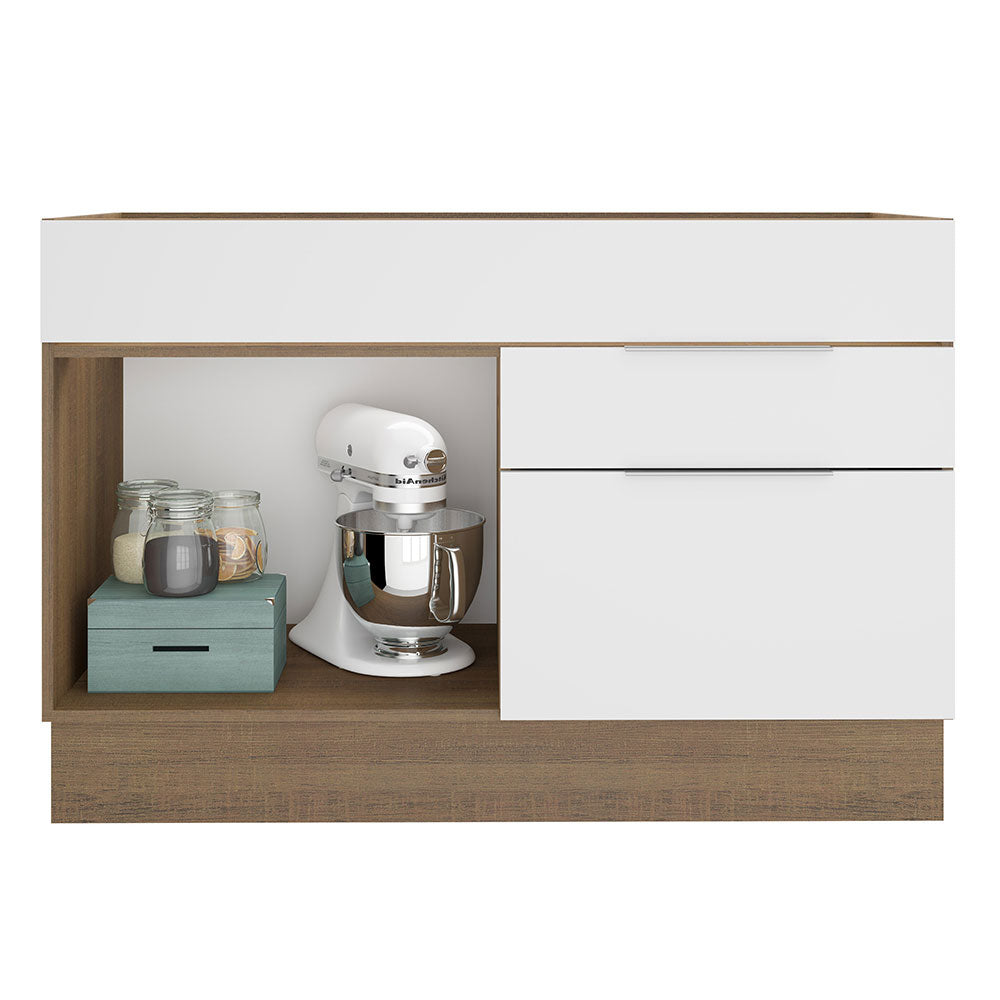 Bajo Mesada para Bacha 120 cm 1 Puerta e 2 Cajones (Sin Mesada y Bacha) Marrón/Blanco Stella Madesa