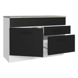 Bajo Mesada Cocina 120 cm 1 Puerta e 2 Cajones (Con Mesada) Blanco/Negro Agata Madesa