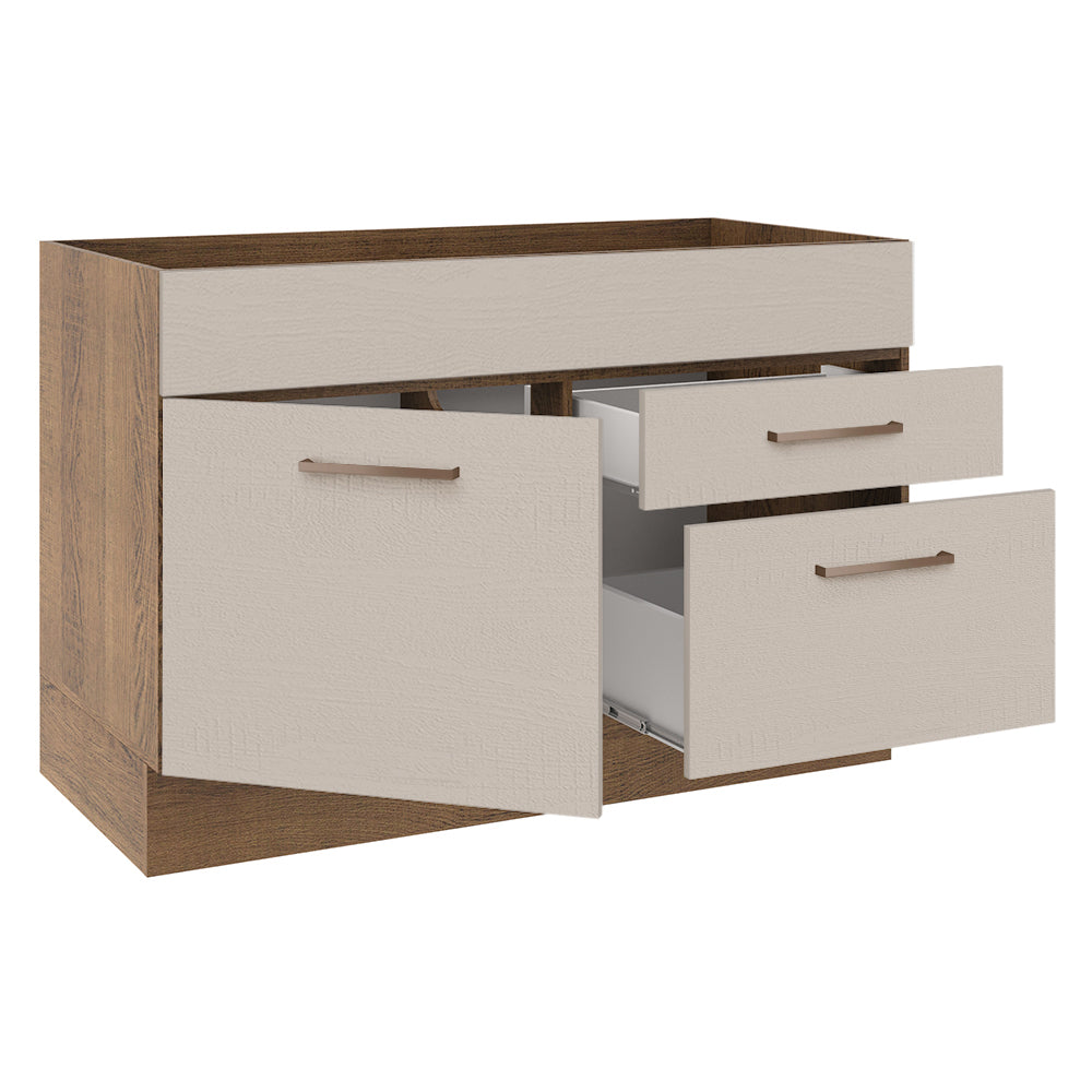 Bajo Mesada para Bacha  120 cm 2 Cajones 1 Puerta (Sin Mesada y Bacha) Marrón/Crema Agata Madesa