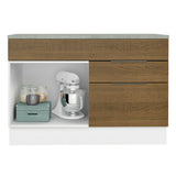 Bajo Mesada Cocina 120 cm 1 Puertas e 2 Cajones (Con Mesada) Blanco/Marrón Stella Madesa