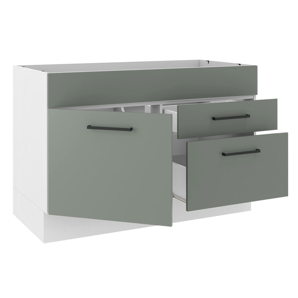 Bajo Mesada para Bacha 120 cm 2 Cajones 1 Puerta (Sin Mesada y Bacha) Blanco/Gris Agata Madesa