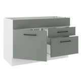 Bajo Mesada para Bacha 120 cm 2 Cajones 1 Puerta (Sin Mesada y Bacha) Blanco/Gris Agata Madesa