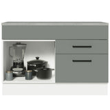 Bajo Mesada Cocina 120 cm 1 Puerta 2 Cajones (Con Mesada) Blanco/Gris Agata Madesa