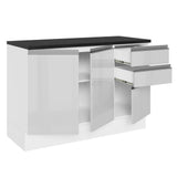Bajo Mesada Cocina 100% MDF 120 cm 3 Puertas e 2 Cajones Blanco Acordes Madesa
