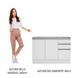 Bajo Mesada para Bacha 120 cm 2 Puertas 3 Cajones (Con Tapa) Glamy Blanco