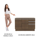 Bajo Mesada para Bacha 120 cm 2 Puertas y 3 Cajones (Con Tapa) Glamy Marrón