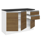 Bajo Mesada Cocina 100% MDF 120 cm 3 Puertas e 2 Cajones Blanco/Marrón Acordes Madesa