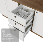 Bajo Mesada 120 cm 2 Puertas 3 Cajones Sin Mesada Marrón/Blanco Vik Madesa