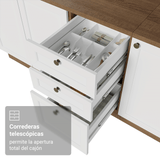 Bajo Mesada de Bacha 120 cm 2 Puertas 3 Cajones (Sin Mesada) Marrón/Blanco Vik Madesa
