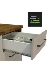 Bajo Mesada para Bacha 120 cm 2 Puertas 3 Cajones (Con Encimera) Agata Marrón/Crema