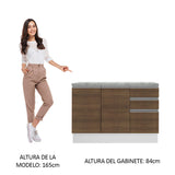 Bajo Mesada para Bacha Glamy 120 cm 2 Puertas y 3 Cajones (Con Tapa) Glamy Blanco/Marrón