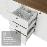 Bajo Mesada de Cocina 120 cm 2 Puertas 3 Cajones Blanco Mesada Marrón Vik Madesa