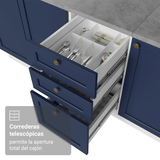 Bajo Mesada de Cocina 120 cm 2 Puertas 3 Cajones Blanco/Azul Vik Madesa