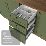 Bajo Mesada de Cocina 120 cm 2 Puertas 3 Cajones Marrón/Verde Vik Madesa