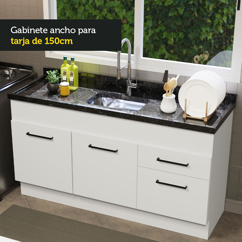 Bajo Mesada para Bacha 150cm (sin Bacha ni Tapa) Agata Blanco