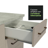 Bajo Mesada para Bacha 150 cm 2 Puertas y 2 Cajones (Con Tapa) Blanco/Crema Agata