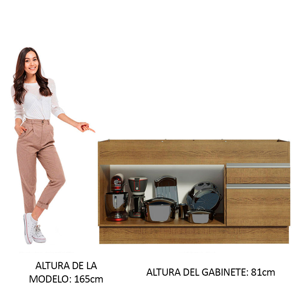 Bajo Mesada 150 cm 2 Puertas 2 Cajones Sin Mesada Marrón Glamy Madesa
