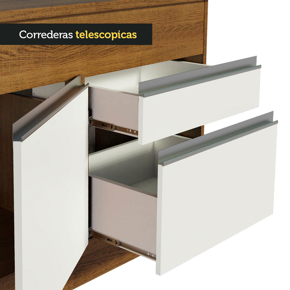 Bajo Mesada para Bacha 150 cm 2 Puertas y 2 Cajones (Con Tapa) Glamy Marrón/Blanco