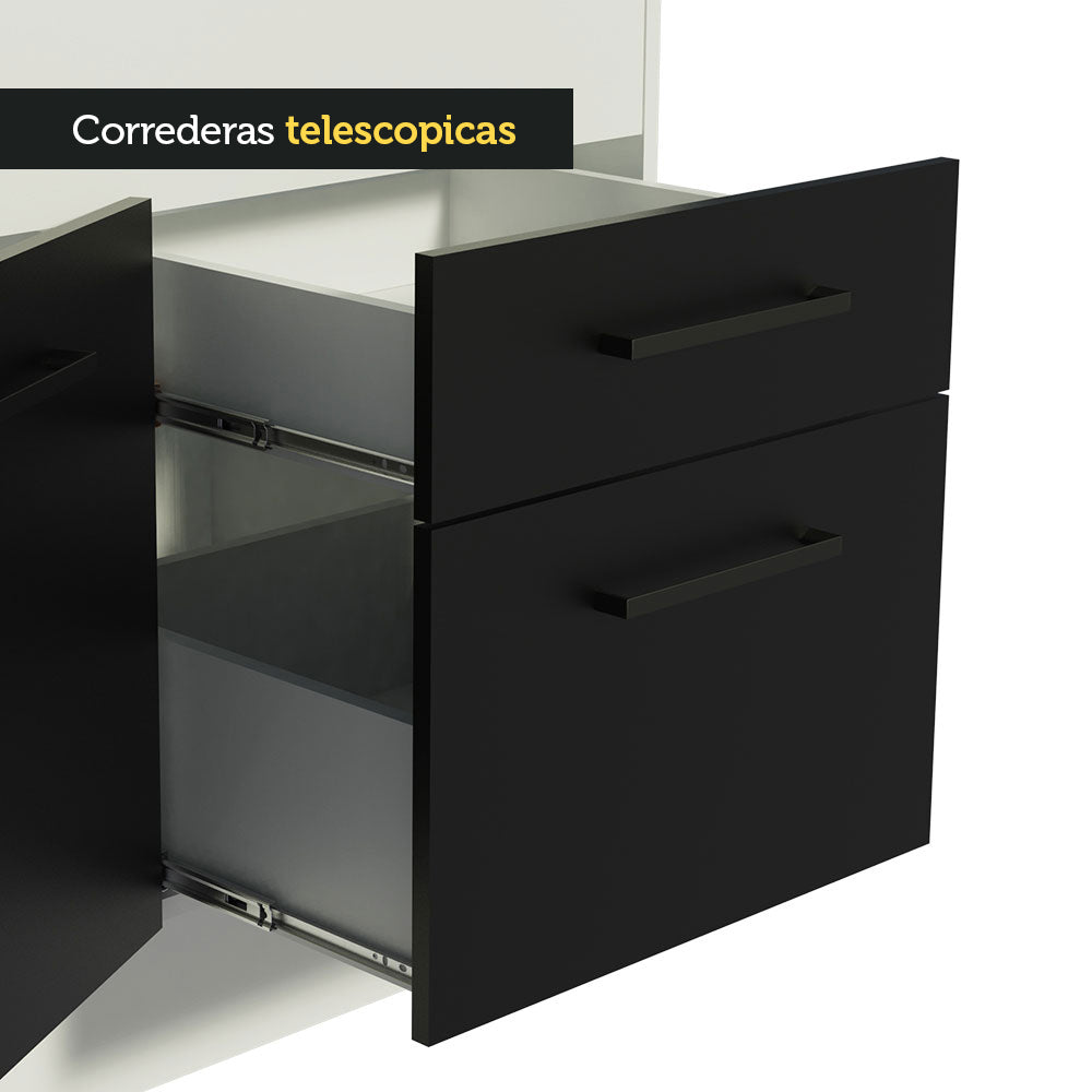 Bajo Mesada 150 cm 2 Cajones 2 Puertas Agata Blanco/Negro