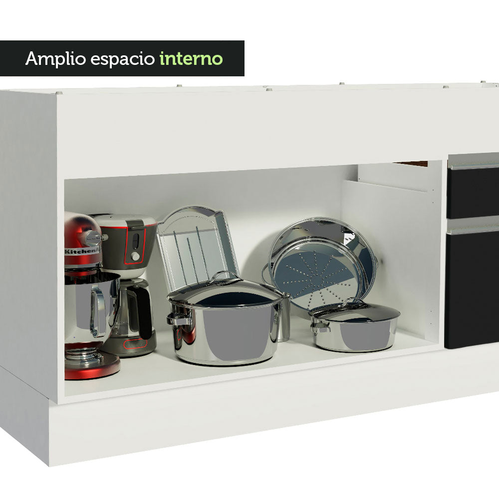 Bajo Mesada Cocina Madesa Glamy 150 cm 2 Puertas Blanco/Negro