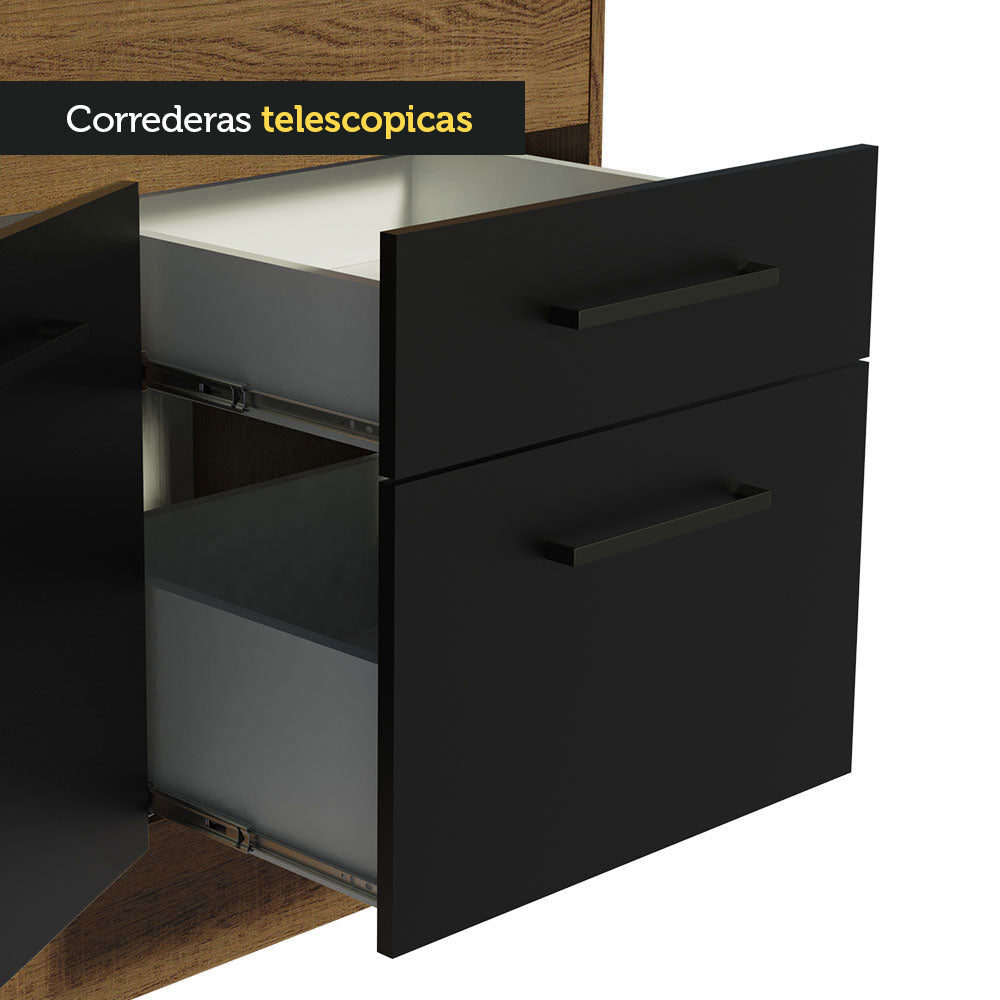 Bajo Mesada 150 cm 2 Cajones 2 Puertas Agata Marrón/Negro