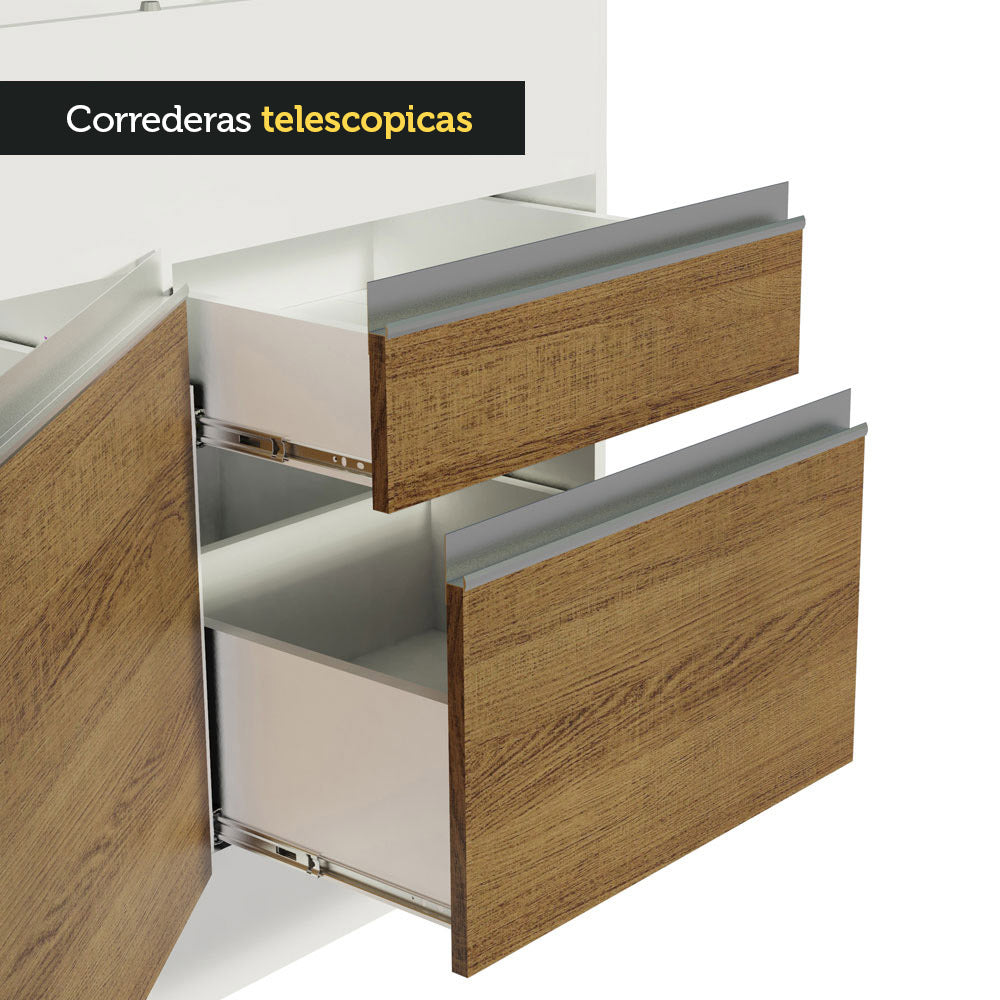 Bajo Mesada para Bacha 150 cm 2 Puertas y 2 Cajones (Sin Mesada) Glamy Blanco/Marrón