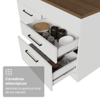 Bajo Mesada 150 cm 2 Puertas 2 Cajones Blanco/Marrón Agata Madesa