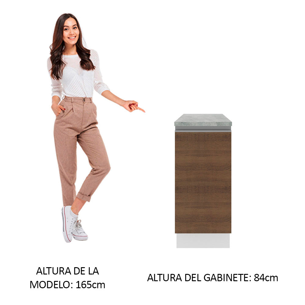 Bajo Mesada 35 cm 1 Puerta Glamy Blanco/Marrón