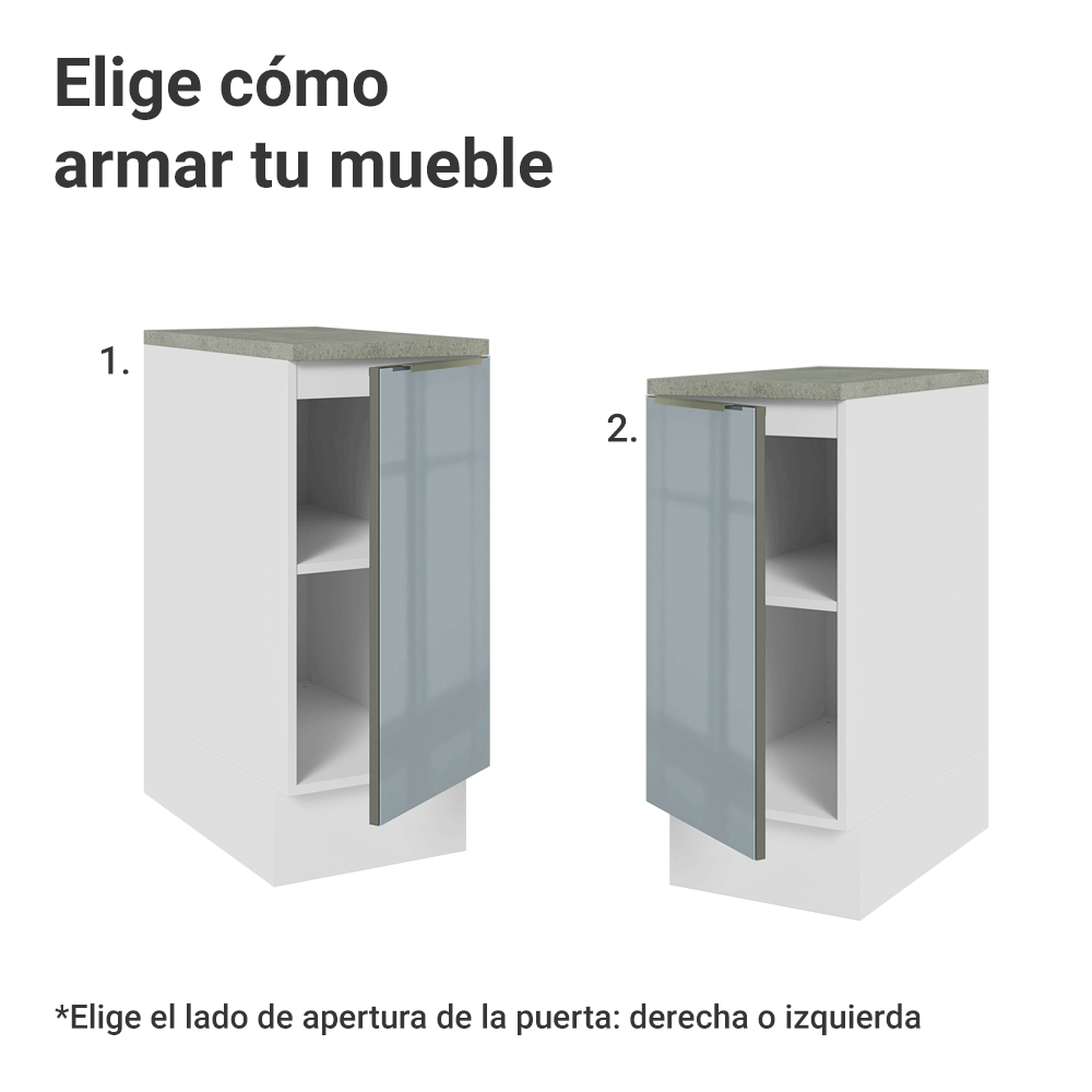 Bajo Mesada de Cocina 35 cm 1 Puerta Blanco/Gris Lux Madesa