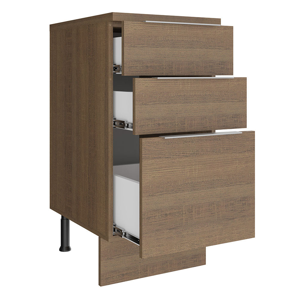 Bajo Mesada Cocina 40 cm 3 Cajones Marrón Stella Madesa